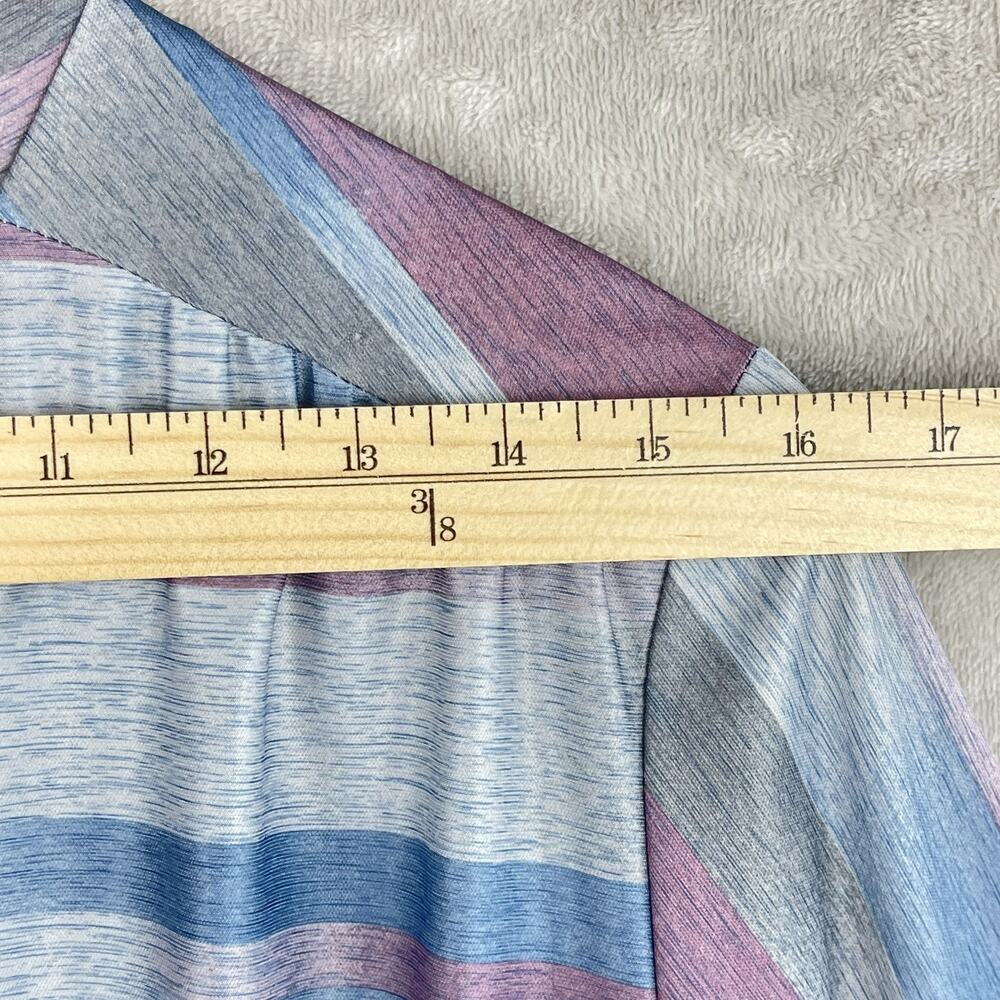 Vtg 80s Cue Fashions Striped Pleated Midi Dress Size 16.5 Large Retro Glamoratti - Picture 14 of 16